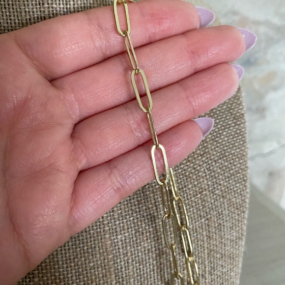 14K Gold Plated Large Paperclip Chain Necklace - Picture 3 of 7